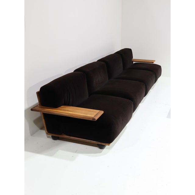 Wood Pianura Modular Seating Group in Brown Mohair by Mario Bellini for Cassina, Italy, 1970s, Set of 7 For Sale - Image 7 of 18