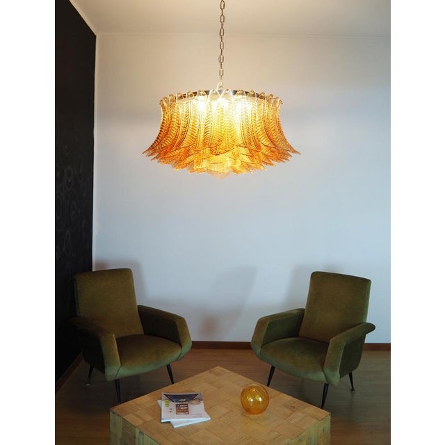 Large Amber Felci Murano Glass Chandelier, 1990s For Sale - Image 12 of 18