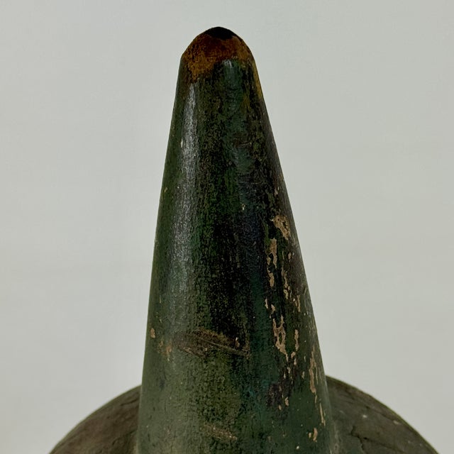 Wood Vintage Wood Green Painted Finial-Like Objet D'Art, Home Accent For Sale - Image 7 of 8