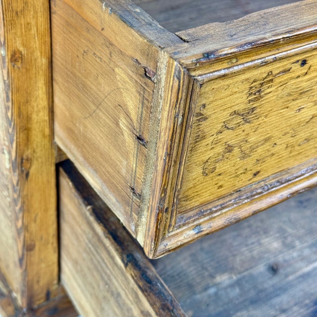 Wood Antique Wooden Two Drawer Tabletop Cabinet With Dome Treasure Chest Top in Golden Brown For Sale - Image 7 of 16