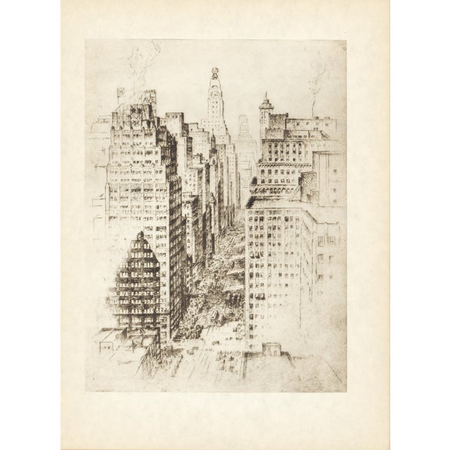 "Seventh Avenue Canyon" 1939 New York Etching by Anton Schutz For Sale