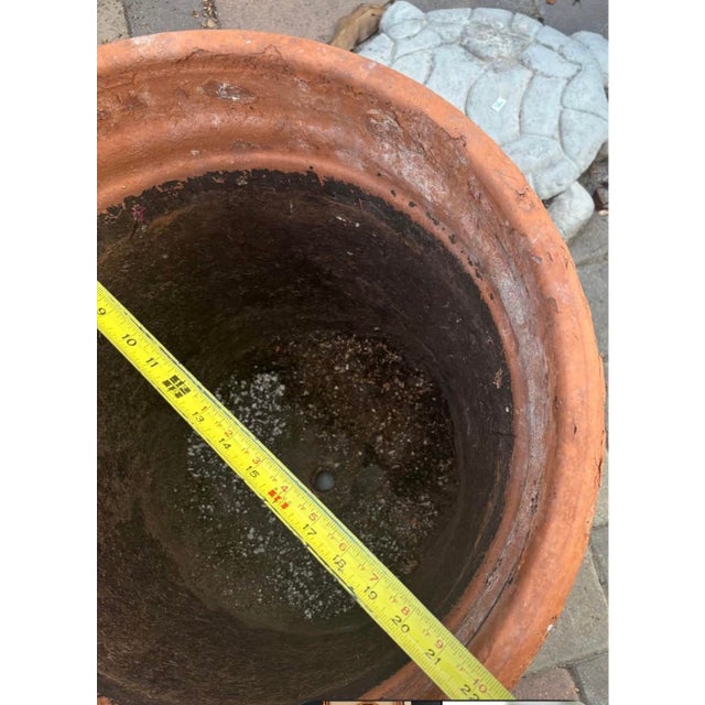 Terra Cotta Large Vintage Italian Style Terracotta Garden Planter With Aged Patina For Sale - Image 8 of 10