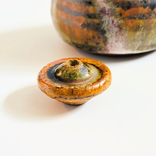 Vintage Studio Pottery Lidded Bud Vase For Sale - Image 9 of 12