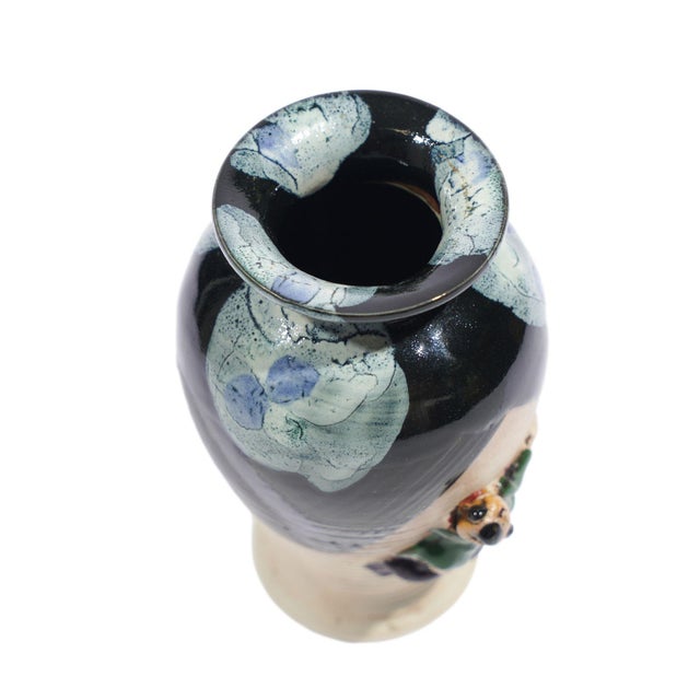 Black Japanese Sumida Gawa Vase With a Climbing Figure, C. 1890 For Sale - Image 8 of 9