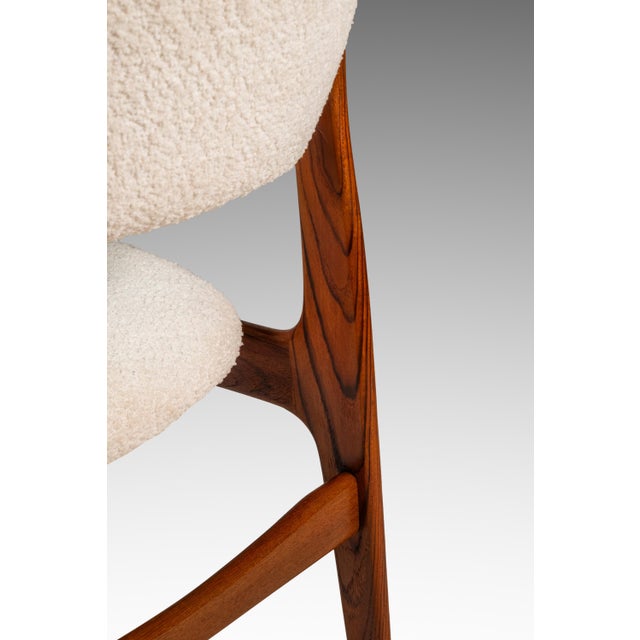 Set of 6 Danish Modern Sculptural Dining Chairs in Teak & Bouclé Attributed to Benny Linden for Benny Linden Designs, Thailand, Circa 1970s For Sale - Image 12 of 18