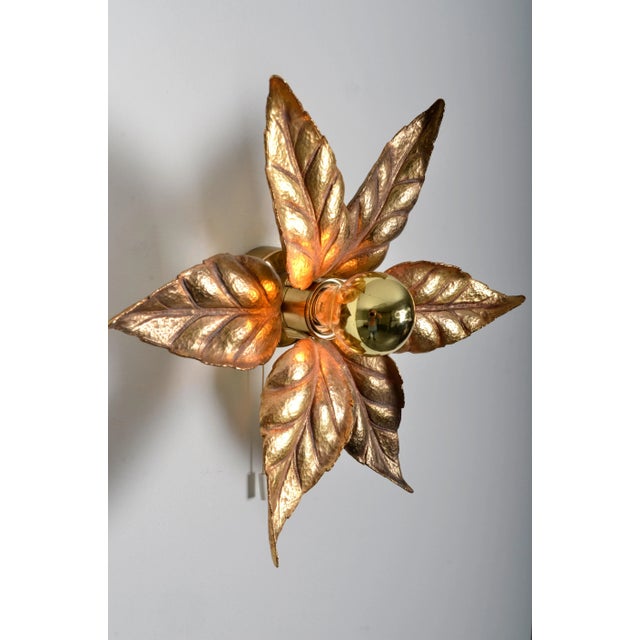 Willy Daro Style Brass Flower Sconce from Massive Lighting, 1970s, in Very Good conditions. Designed 1970 to 1979 This...