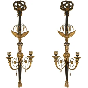 Eagle Carved Gilt Wall Sconces - a Pair