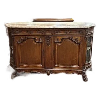Late 19th Century French Louis XV Style Walnut Marble Top Buffet For Sale