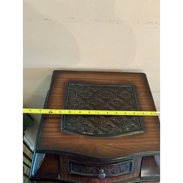 Bombay Style Tall Chest of Drawers With Woven Rattan Accents For Sale - Image 4 of 9