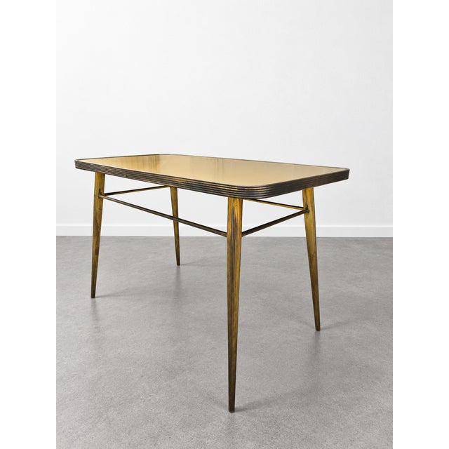 Mid-Century Modern Vintage Coffee Table in Brass and Glass, Italy, 1950s For Sale - Image 3 of 11