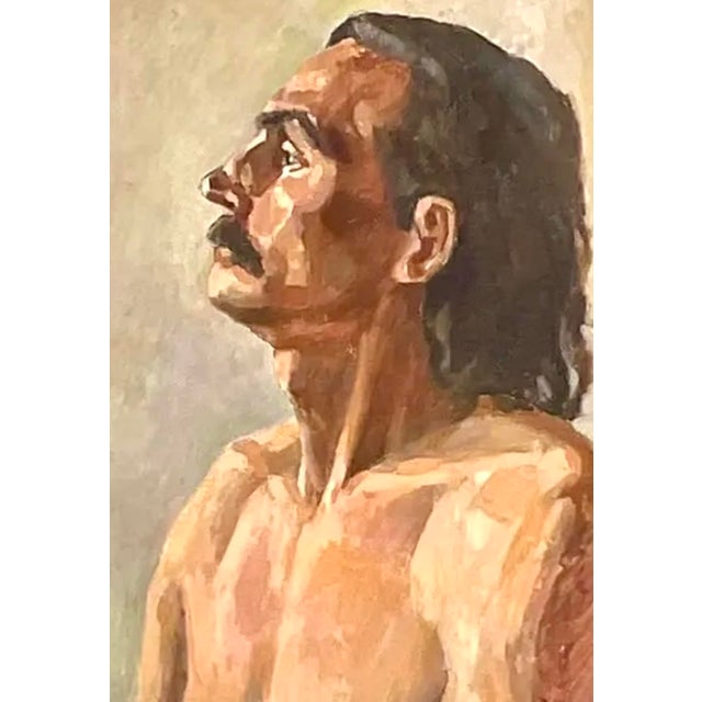 Vintage Boho Signed Original Oil Portrait on Board For Sale - Image 12 of 12
