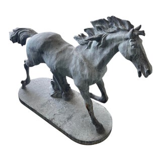 Mid-Century Vintage Cast Iron Garden Horse Statue For Sale
