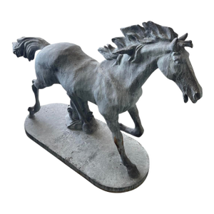 Mid-Century Vintage Cast Iron Garden Horse Statue