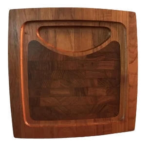 Vintage Danish Modern Square Teak Wood Cutting Board Serving Tray by Richard Nissen - Denmark