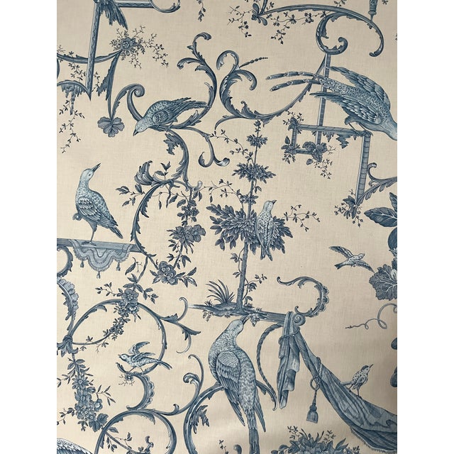 Textile 6 Yards Brunschwig & Fils “Kininvie” Blue & White Chinoiserie Linen Fabric For Sale - Image 7 of 8