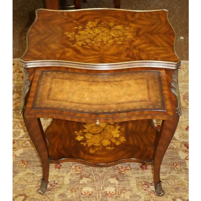Brown ​Maitland Smith Louis XV Style Mahogany Ormolu Mounted Cocktail End Table For Sale - Image 8 of 11