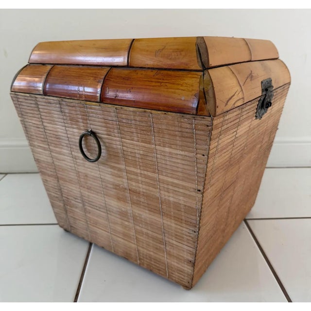 Boho Chic Thick Bamboo and Pencil Reed Lidded Box For Sale - Image 3 of 8