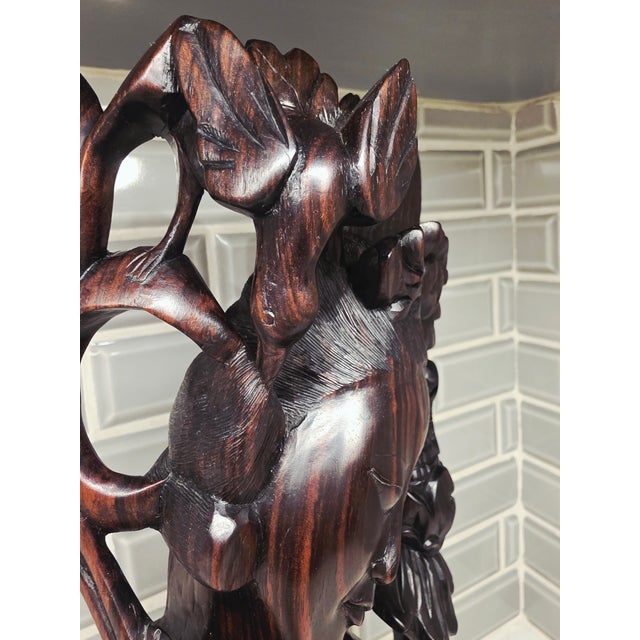 Vintage 1950s Balinese Modernist Macassar Ebony Dewi Sri Goddess With Birds – Museum-Grade Masterwork For Sale - Image 10 of 12