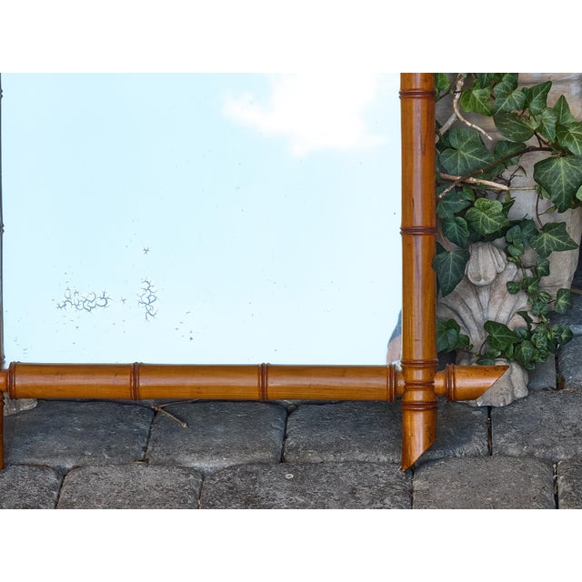 Early 20th Century French Faux Bamboo Walnut Mirror with Pierced Corners, circa 1900 For Sale - Image 5 of 12