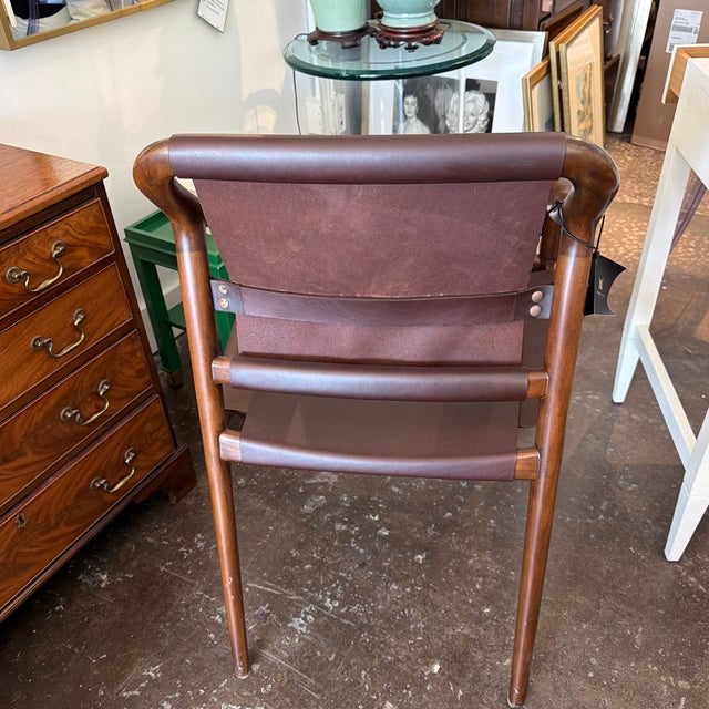 2020s Alfonso Marina Montholier Leather Wood Chair For Sale - Image 5 of 12