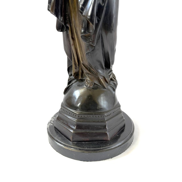 Late 20th Century Sacred Heart Jesus Bronze Statue For Sale - Image 5 of 6