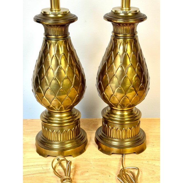 Pair of Hollywood Regency Brass Artichoke Table Lamps by Stiffel, 1960s For Sale - Image 15 of 15