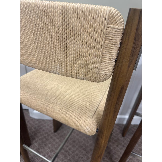 Tan Marmol Radziner for Baker / McGuire Nichols Woven Bar Stool, Set of 4 For Sale - Image 8 of 12