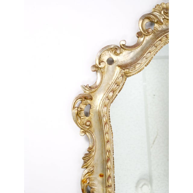 Mid-20th Century Italian Rococo Style Carved Giltwood Wall Mirror For Sale - Image 4 of 12