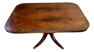 Antique Figured Brass Inlaid Mahogany Dining Table, 1830s