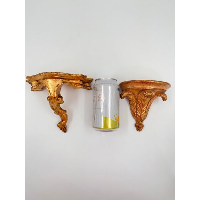 Set of 2 Mid-Century Italian Gilt Wall Shelves or Decorative Brackets For Sale - Image 11 of 11