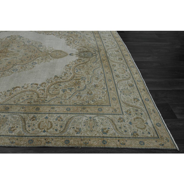 1970s Vintage Persian Handmade Wool Cotton Beige Area Rug For Sale - Image 11 of 11