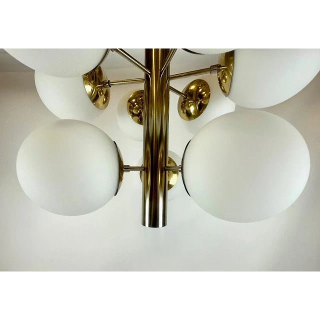 Gold Mid-Century Atomic Brass 9-Arm Chandelier, 1970s For Sale - Image 8 of 15