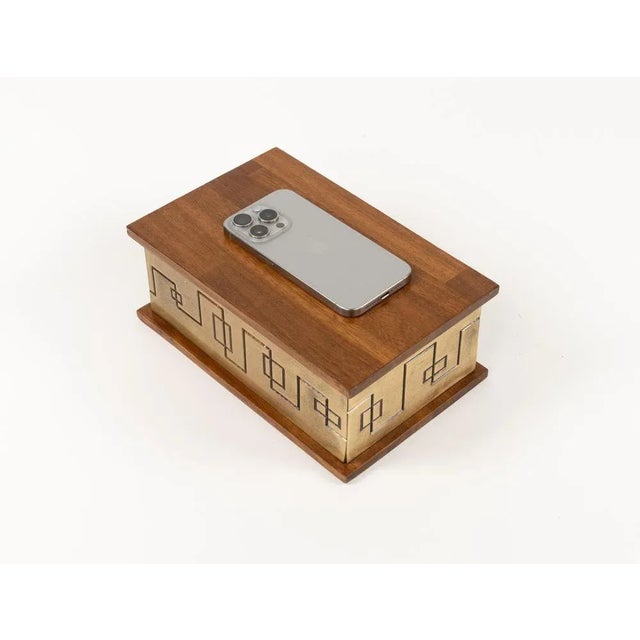 Rectangular Box in Brass and Wood, Italy, 1970s For Sale - Image 18 of 18