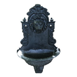 Antique Black Metal Lion Wall Planter For Sale