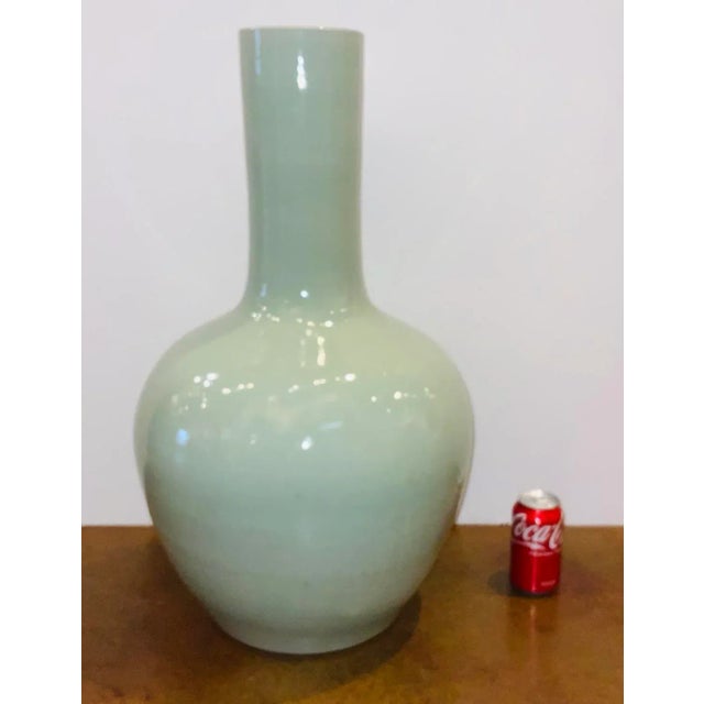 Modern Large Mint Green Glaze Porcelain Globular Vase For Sale - Image 4 of 5