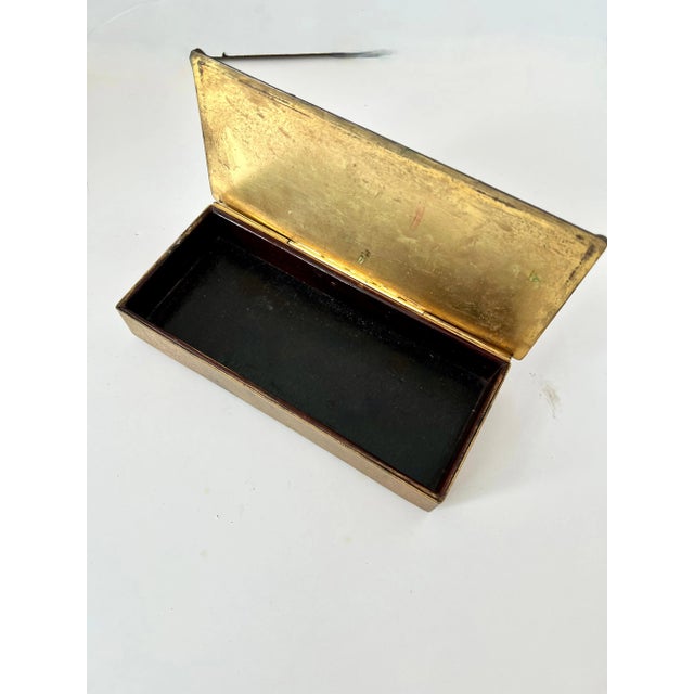 Early 20th Century Empire Art Gold Box with Decorative hinged Lid and Jewels 1920 For Sale - Image 5 of 9