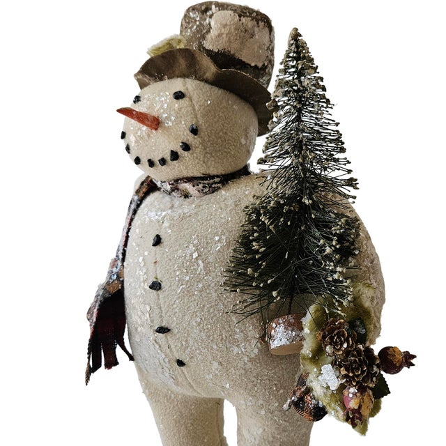 Vintage Large-Scale Primitive Folk Art Snowman Figurines by Cody Foster - Set of 3 For Sale - Image 4 of 18