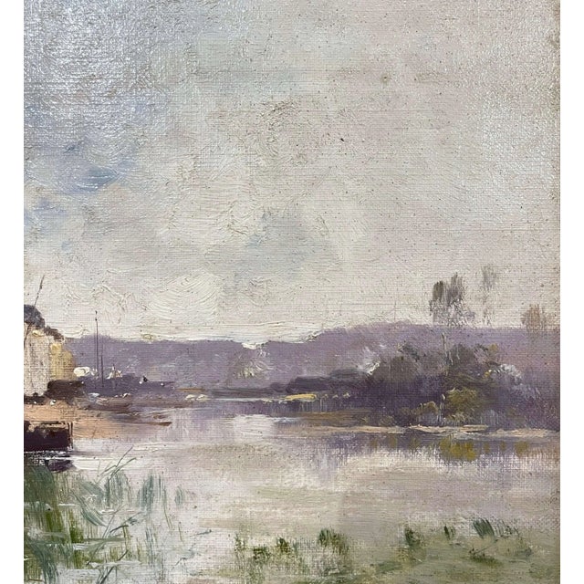 19th C. French River Landscape Painting Signed J. Lievin for E. Galien-Laloue For Sale In Dallas - Image 6 of 12