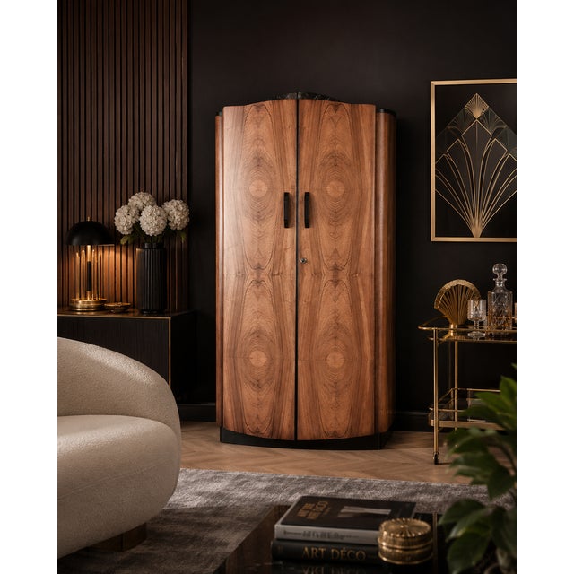Art Deco Walnut Wardrobe by Jindrich Halabala, 1940s, in Flawless conditions. Designed 1920 to 1949 This piece is...