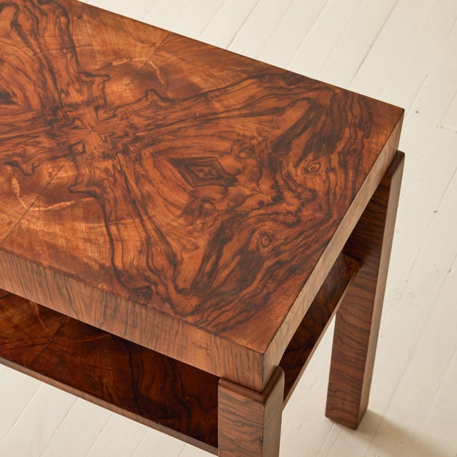 Brown Italian Art Deco Burl Walnut Side Table, 1930's For Sale - Image 8 of 8