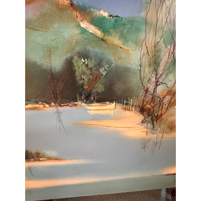 Mid 20th Century Jean Paul Ferron Signed French Landscape Painting, 31” Square For Sale - Image 5 of 7