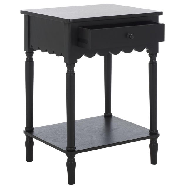 Black Haven Scalloped 1 Top Drawer Accent Table in Matte Black For Sale - Image 8 of 10