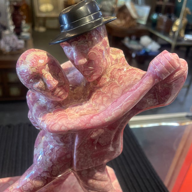 Argentine Gem sculpture in Rhodocrosite and black onyx . Beautifully carved and such a lovely stone. A spldid piece of...