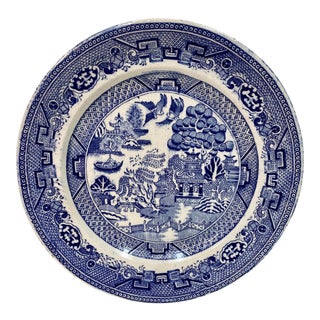 Antique Blue Willow Salad Plate From England - Circa 19th Century For Sale