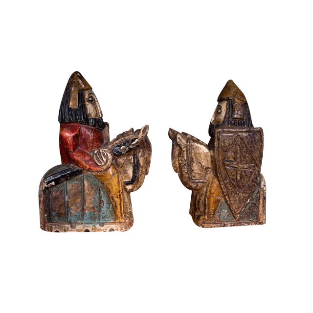 Wooden Crusader Knight Statuettes For Sale