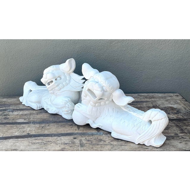 Vintage Cast Concrete Foo Dogs - Set of 2 For Sale - Image 12 of 12