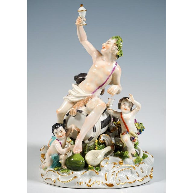 Porcelain Bacchanal with Wine Barrel by Kaendler & Meyer for Meissen, 1760 For Sale - Image 5 of 11