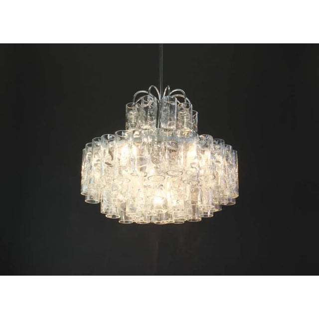 Metal German Murano Ice Glass Tubes Chandelier by Doria, 1960s For Sale - Image 7 of 8