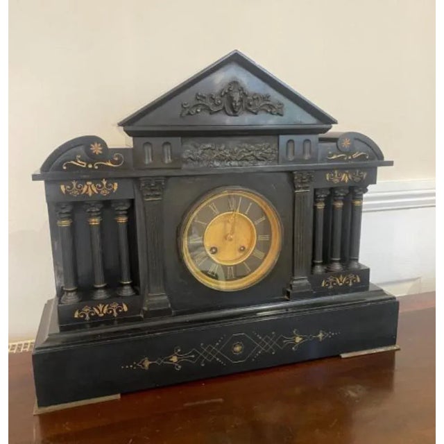 Large Victorian Marble Mantle Clock, 1860s For Sale - Image 4 of 6