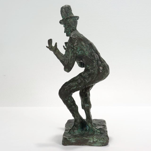 Metal Arbit Blatas Modern Art Foundry Bronze Sculpture of Mime Marcel Marceau For Sale - Image 7 of 12